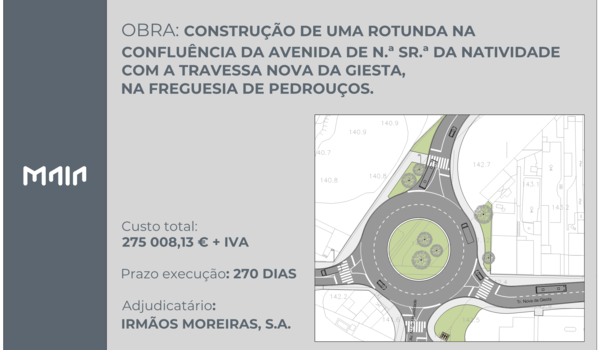 Construção de uma rotunda na confluência da avenida de N. Sra. da Natividade com a travessa Nova da Giesta, na freguesia de Pedrouços