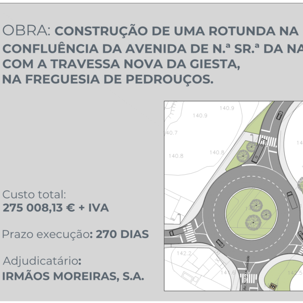 Construção de uma rotunda na confluência da avenida de N. Sra. da Natividade com a travessa Nova da Giesta, na freguesia de Pedrouços