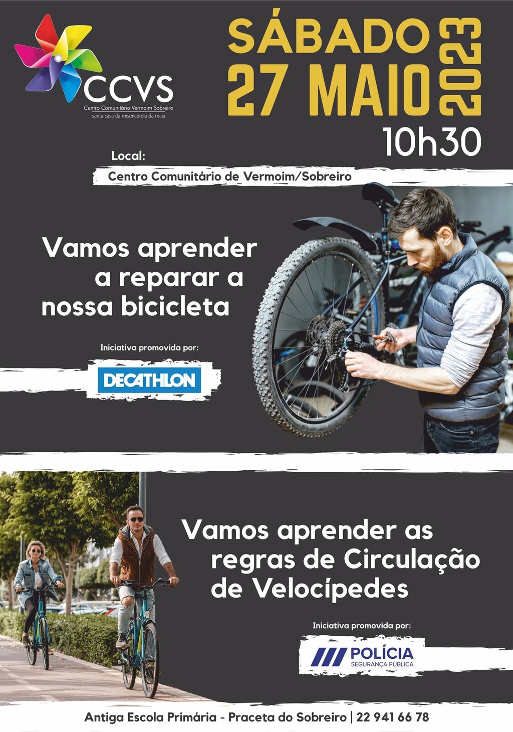 O Centro Comunitário do Sobreiro/Vermoim promove atividade “Circular e brincar de bicicleta é bom!”