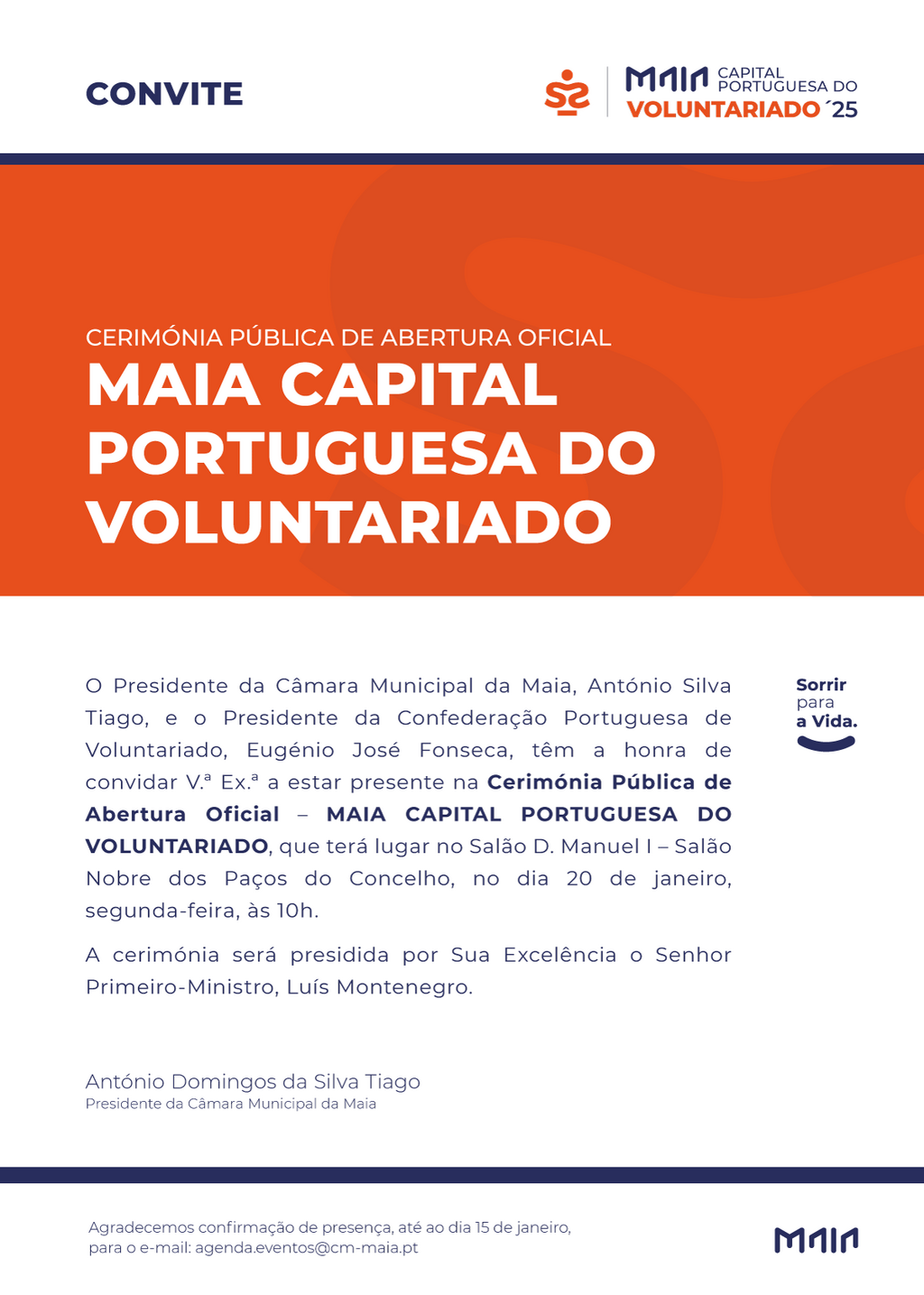 Cerimónia Pública de Abertura Oficial – MAIA CAPITAL PORTUGUESA DO VOLUNTARIADO.