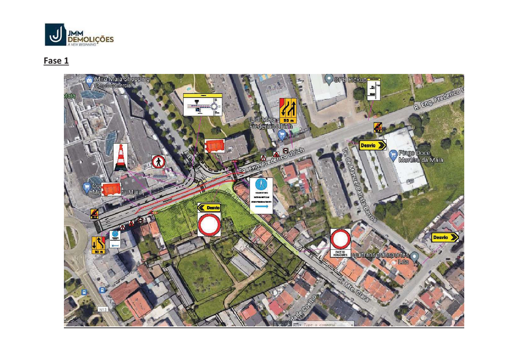 Mapa desvio transito Mercadona Moreira